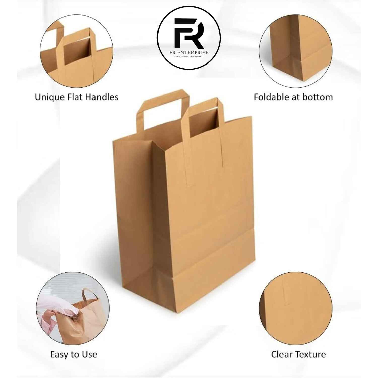 Brown Kraft Paper Bags with Handles | Eco-Friendly Brown Paper Bags | FR Enterprises